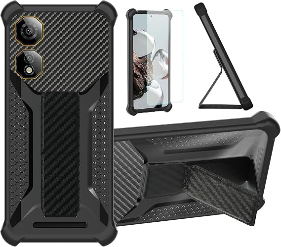 Aroepurt Case for Nubia Neo 2 5G Phone Case Stand Cover [with Tempered Glass Screen Protector] Hybrid Case [Folding Support Magnetic] [Frosted Anti-Fingerprint] Black
