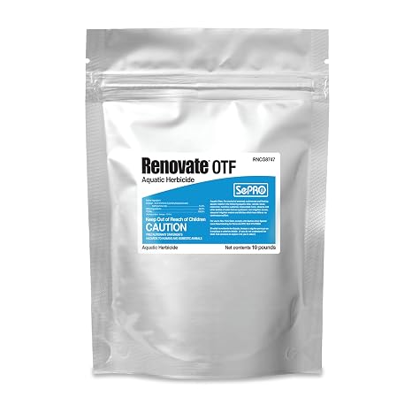 Renovate OTF Aquatic Herbicide 10 lbs EPA-Approved Granular Weed Control for Bladderwort, Milfoil, and Primrose. The Systemic, Selective Broadleaf Killer for Lakes, Ponds, and Irrigation Canals