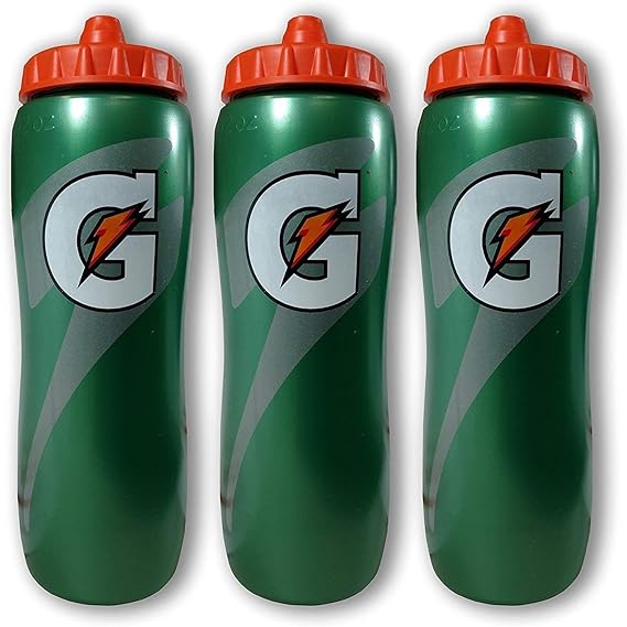 Gatorade 32 Ounce Contour Style Squeeze Water Bottle, 3 Pack