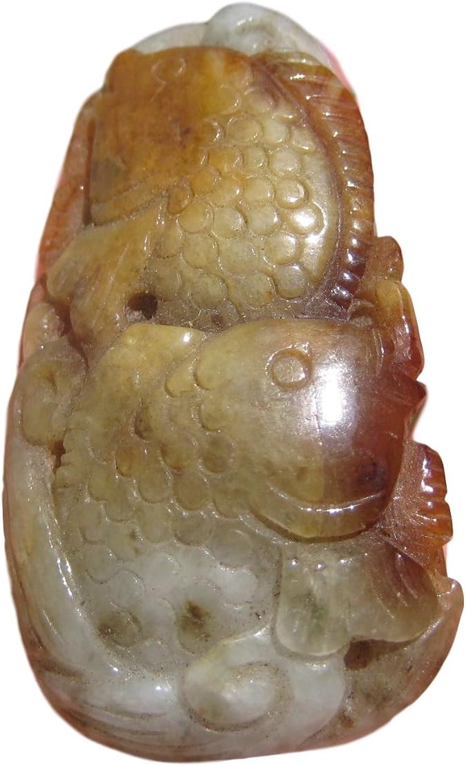 Natural Jadeite Jade Fish Pendant Necklace Burmese Hand Made EB992