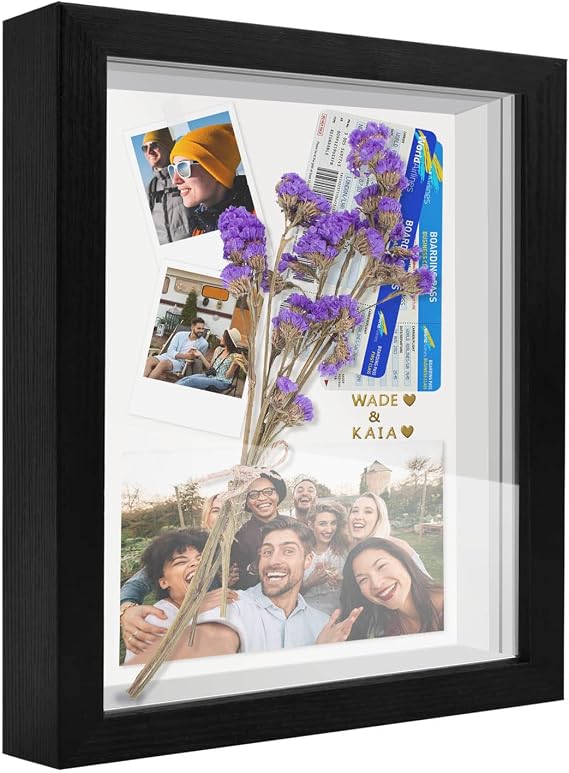 3D shadow Box Frame, SUNMEG A4 Deep Picture Frames Wooden Display Personalised Photo Frames for Crafts, Anniversary, Wedding, Graduation