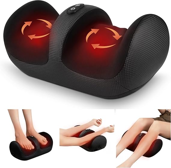 Nekteck Foot Massager with Heat & Foot Roller, Shiatsu Calf Leg Massager | for Circulation and Neuropathy Pain Relief for Feet Care Home Office Gadgets Relaxing Massage Tools Gifts for Women Men Dad