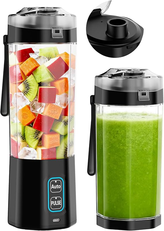 GVODE Personal Blender, Portable Blender for-Smoothies, Shakes, Food Prep, and Frozen Blending, 24oz Large Capacity, BPA Free, Leakproof-Lid and Sip Spout, USB-C Rechargeable, IPX8 Waterproof