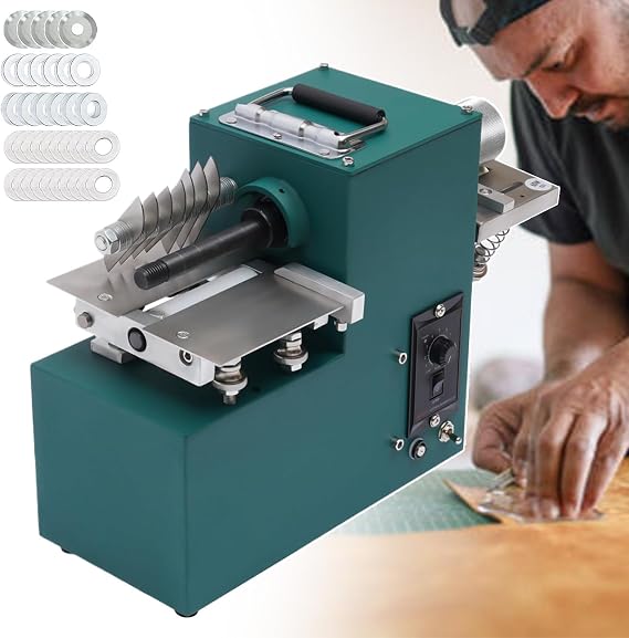 40W Electric Leather Strip Cutting Machine,2-86mm Cutting Width,Leather Cutting Machine with stepless Speed knob,Edge Folding Function,Shoes/Strap Cutter DIY Kit with 1/2/5/10mm Gasket