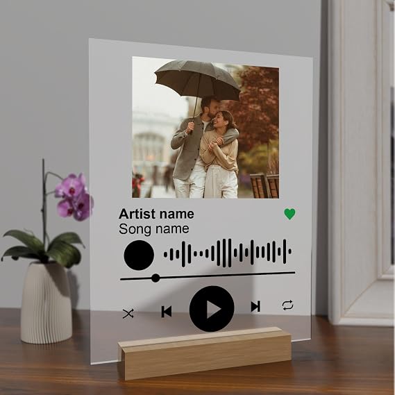CRYPTONITE Personalized Acrylic Spotify Plaque | Acrylic Custom Plaque with Black Letters | Room Decor Aesthetic I Multiple Options for Customization I Wide 8" x 10" Height