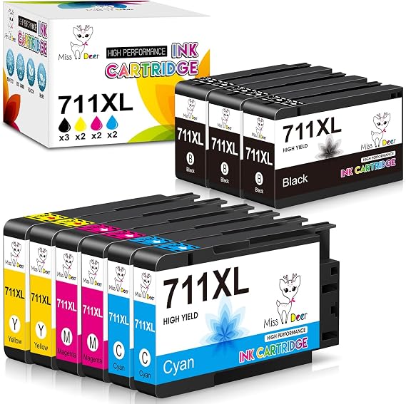 Miss Deer 711XL Ink Cartridges Compatible Replacement Ink for HP 711 711XL