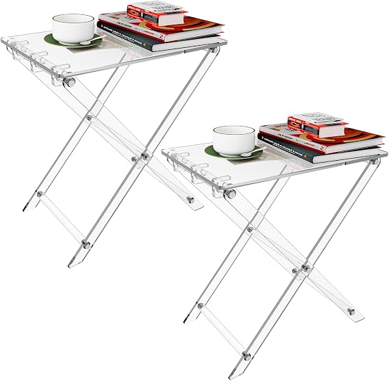 Acrylic Folding TV Tray Table - 2PCS 23" High Acrylic Table