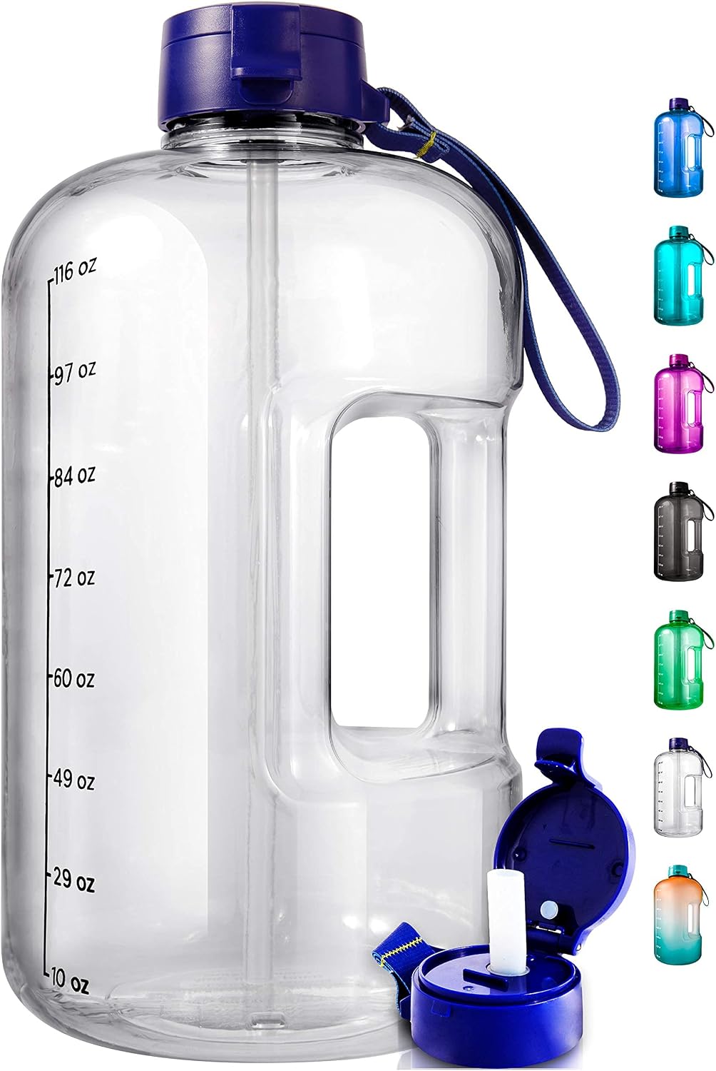1 Gallon Water Bottle With Time Marker - Large Water Bottle Gallon Water Bottle Motivational One Gallon Water Bottle With Straw 1 Gallon Water Jug With Time Marker 1 Gallon Big Water Bottle Clear