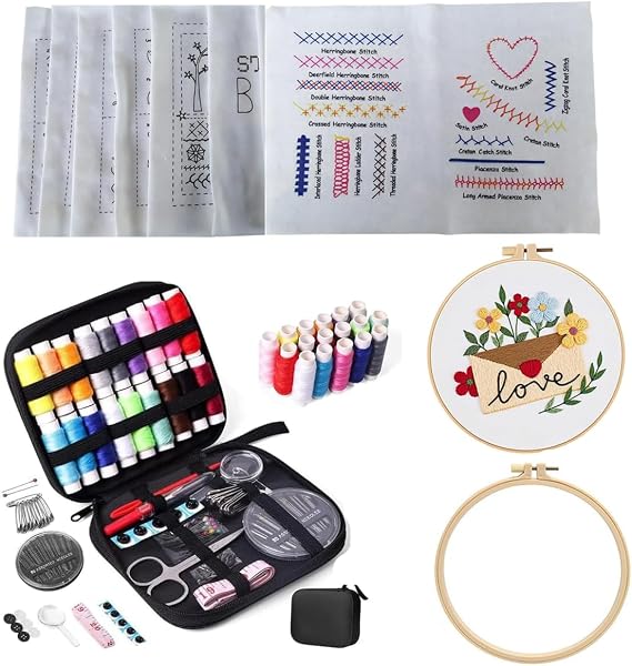 Yutaohui 2026 Upgraded 86-Piece Embroidery Starter Kit | Includes Book with 40 Stitch Tutorials, Complete Tools & Instructions | Beginner Embroidery Kit for Adults. (with Embroidery kit)