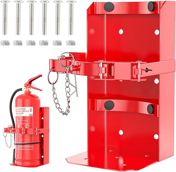Fire Extinguisher Mount, Heavy Duty Fire Extinguisher Bracket for School Home Garage Laboratory and Vehicle Perfect for Wall Mount(Fe-10, Red, 1 Pcs)
