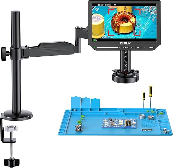 Elikliv Autofocus 4K HDMI Digital Microscope, 10.1" EM4K-AF Flex Arm Scope