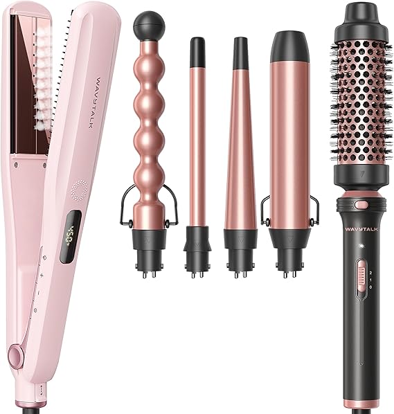 Wavytalk Steam Sesh Hair Straightener Pink and Multi Curl Rose Gold