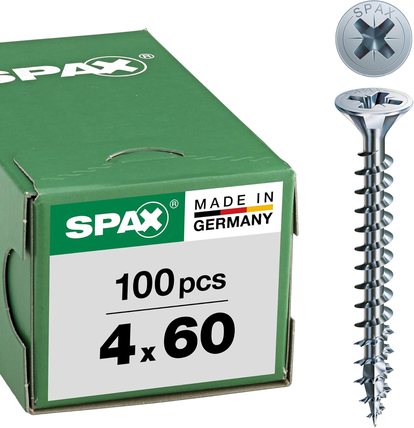 Spax – Universal Screw Countersunk Head Phillips Z 4Cut Full Thread Galvanised Blank A2J – 1081010350123, 1081010400603