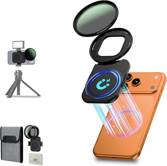 JJC 67mm CPL Filter for iPhone, Lens Mount Adapter with Polarizing Filter | Magnetic Lens Attachment for iPhone Air 17 16 15 14 Pro Max Plus, with 1/4" Screw & Cold Shoe, Ideal for Vlog/Video/Photo
