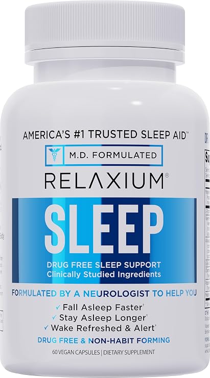 Relaxium Sleep Aid for Adults, 5mg Melatonin, Magnesium Glycinate, 30-Day | Professional Strength, Drug-Free and Non-Habit Forming Dietary Supplement