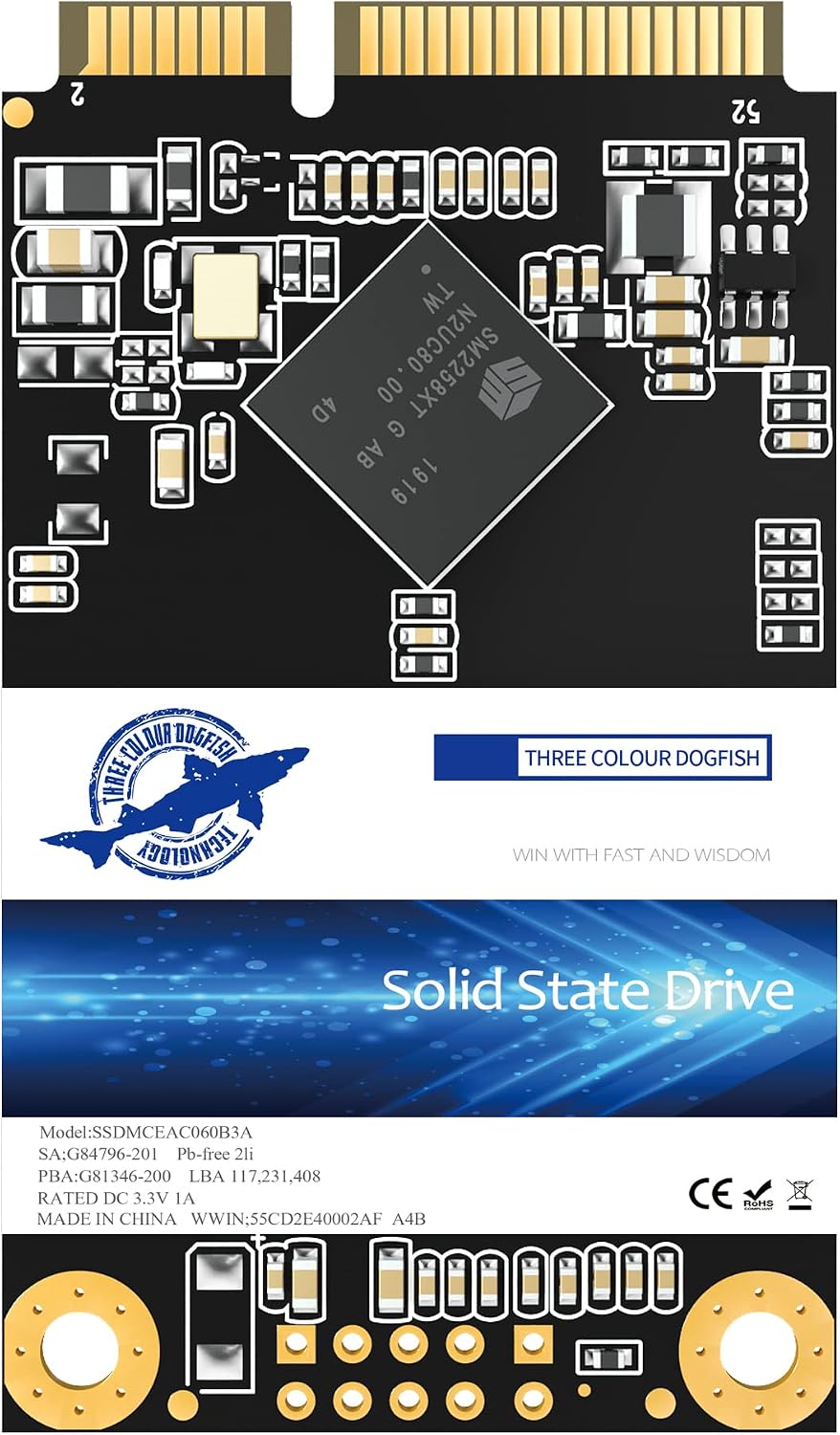Dogfish Msata SSD 500GB Internal Solid State Drive Mini Sata SSD Disk 500GB, Msata