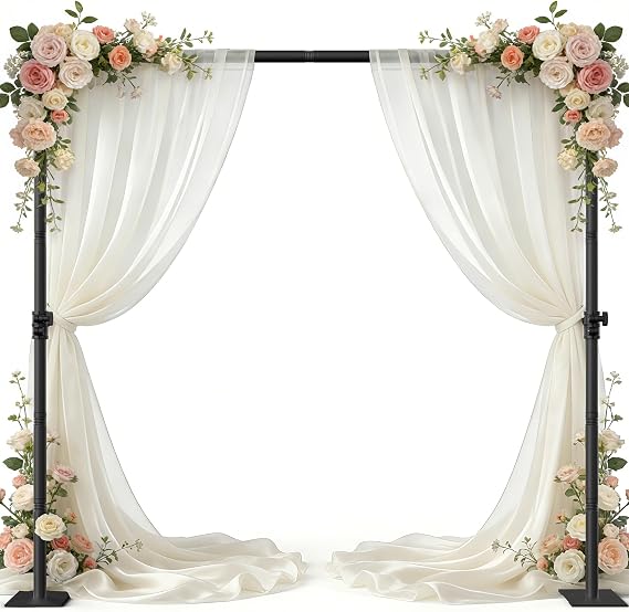 AKTOP Room Divider Curtain Rod, No Drill Freestanding Room Separator, Black