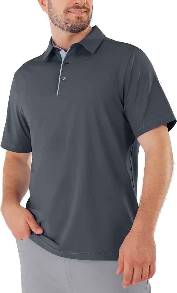 Men's Golf Polo Shirts Dry Fit Moisture Wicking Short Sleeve Collared Summer Casual Work Polos Shirt