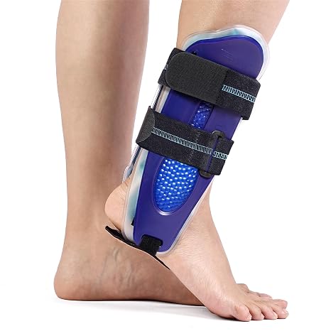 Velpeau Ankle Stabilizer Brace for Sprain, Ligament Injury (Grade 1 to 2), Tendonitis, Adjustable Stirrup Ankle Support Splint for Women and Men,Reversible Left & Right Feet,One Size (Gel Pads, Blue)