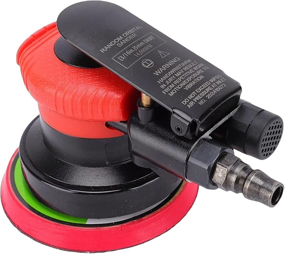 Fabater Air Sander, 4 Inch Pneumatic Orbital Sander, Palm with Soft Grip Handle and Touch Fastener Backing Plate for Sheet Metal Grinding Car Waxing Stone Polishing