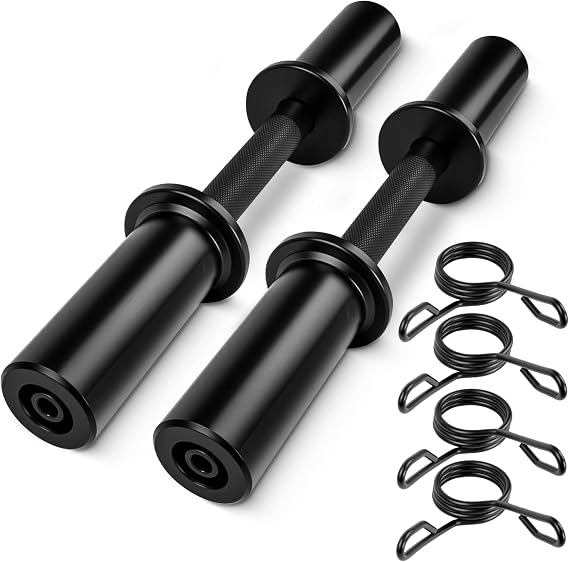 16" Olympic Dumbbell Handles,Loadable Dumbbell Bars for 2-inch Standard Plates Weight Bars with 2 Pair of Spring Collars for Home Gym Strength Training