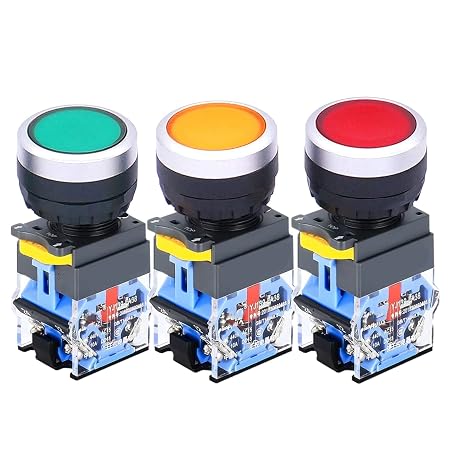 22mm Momentary Switch 1NO1NC IP65 Snap-in Heavy-Duty Metal Head for CNC RV