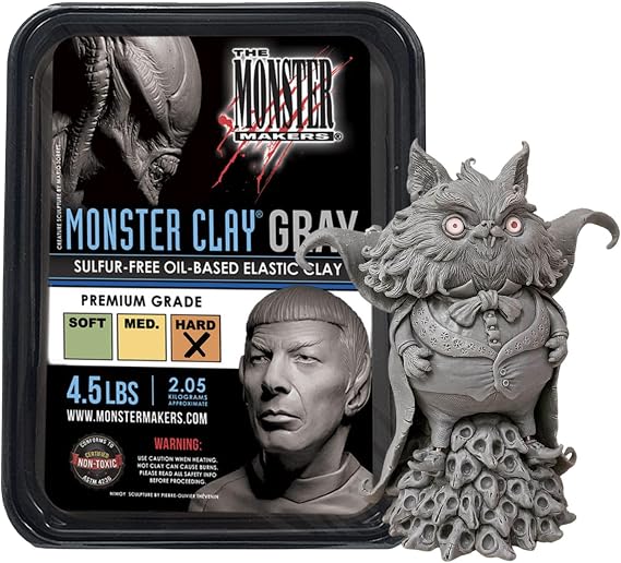 Monster Clay Premium Grade Modeling Clay (Gray - Hard - 4.5lb)