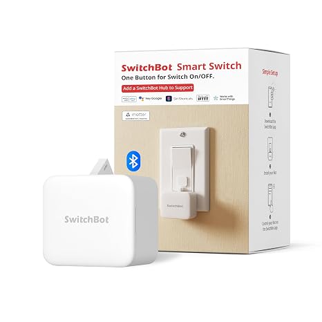 Switchbot Bluetooth Fingerbot Button Pusher for Rocker Switches Turn Lights/Coffee On by App or Timer, No Tools, Optional Hub for Voice & Away Control, White