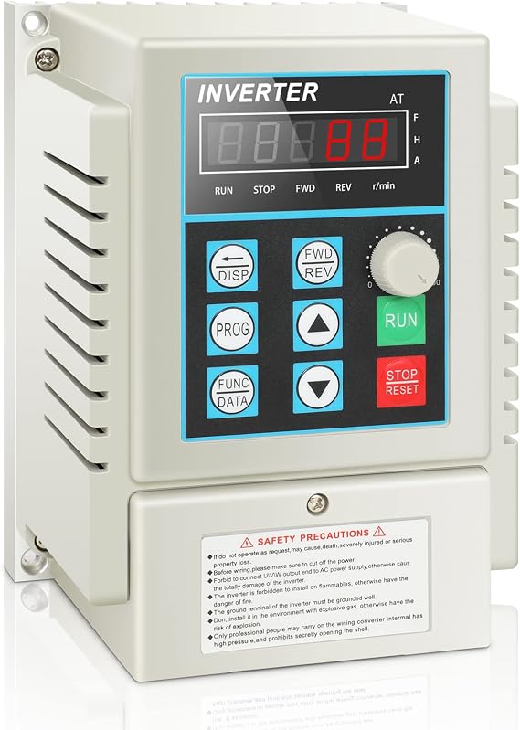 VFD Inverter 0.75kw 1HP 5A AC 220V Variable Frequency Drive | Single Phase to 3 Phase, Frequency Converter, For Spindle Motor Speed Control