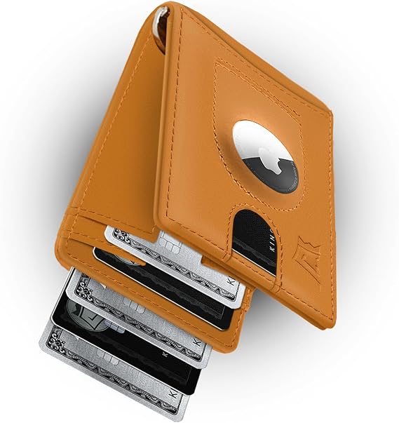 Kings Loot Trackable Airtag Wallet for Men, RFID Blocking, Cognac