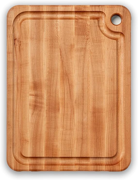 John Boos Prestige Series Rectangular Wooden Maple Cutting Board 20x15 1.25 Thick, 10-lb Reversible Butcher Block with Juice Groove, Edge-Grain & Finger Grip Hole Made in the USA