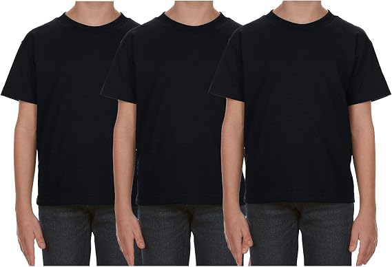 Alstyle Boy's & Girl's Youth Standard Shorts Sleeve Tee, Black 3-Pack,Small