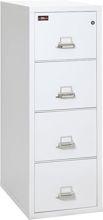 Fireking Fireproof 2 Hour Rated Vertical File Cabinet (4 Letter Sized Drawers, Impact Resistant, Water Resistant), 56.19" H x 19" W x 31.19" D, Arctic White