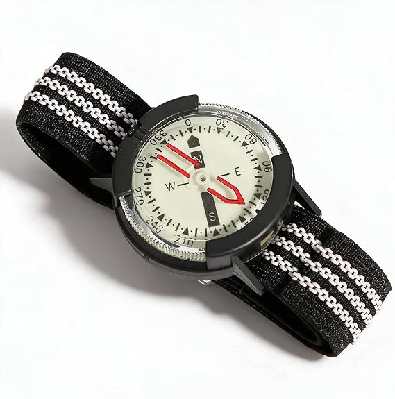 Glow Wrist Compass Watch, Water Proof Dive Compass Watch with Adjustable Strap for Underwater Navigation