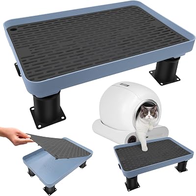 Adjustable Cat Litter Box Ramp, Catcan Detachable Elevated Cat Litter Box Step, Double Layered Stable Trapper with Filter Function Suit for Small & Elderly Cats14.7x10x2