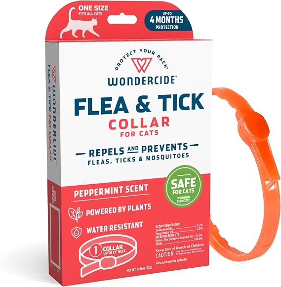 Wondercide Cat Collar - Flea & Tick Repellent - Up to 4 Months Protection | Flea, Tick, and Mosquito Prevention for Cats with Natural Essential Oils