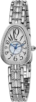 BERNY Silver Watches for Women, Dainty Ladies Wrist Watch, Vintage Serpent Series Watch, Womens Luxury Birthday Gifts, Japanese Quartz Movement All Stainless Steel 3ATM Waterproof