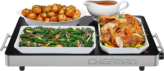 Chefman Electric Warming Tray, Glass-Top 53 x 41 cm, Temperature Control