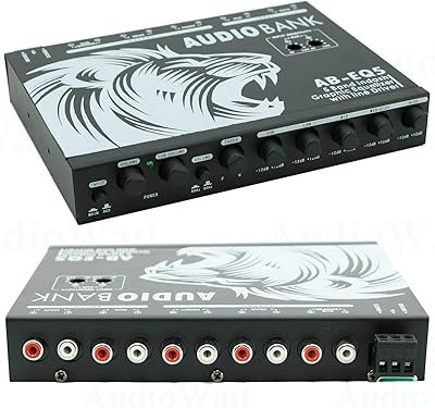 Audiobank AB-EQ5 Five Bank in-Dash Graphic Equalizer 12 din with RCA OutputsGold Plated Connectors and Separate Controls for Master System with Line Driver -2nd Gen