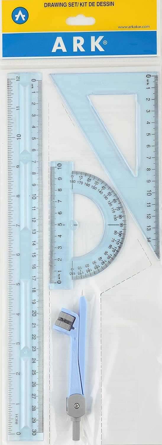 Ark Çizim Seti 30 cm Cetvelli 4 parça