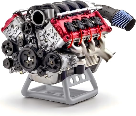 Mini V8 Engine Kits that Runs, V8 Model Engine Kit Cison Engine MAD RC Engine Model Kits for Adults to Build, Plastic Model Suitable for Car AX90104 SCX10II Capra VS4-10 Pro/Ultra (V8 I)