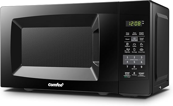 COMFEE EM720CPL-PMB Countertop Microwave Oven with Sound OnOff, ECO Mode and Easy One-Touch Buttons, 0.7cu.ft, 700W, Black