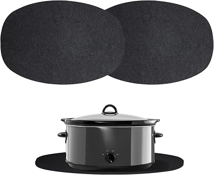 2 Pack Slow Cooker Heat Resistant Mat for Hamilton - Oval Fits Mat Pot Better Saves Space,Double-Sided Design (Stable & Easy Movement), 17.32x11.81 Inch, Countertop Protection