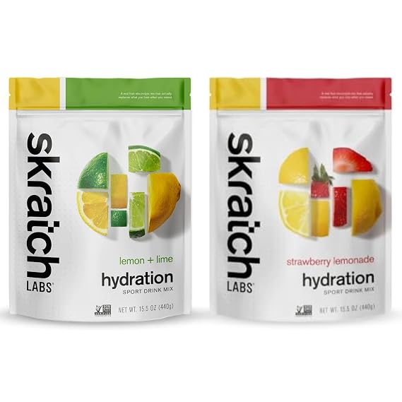 Skratch Labs Hydration Sport Drink Mix Bundle | Lemon Lime and Strawberry Lemonade | 20 Servings | Electrolyte Replacement Powder | Keto Friendly, Non-GMO