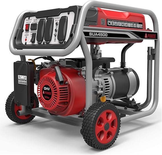 A-iPower SUA4500 4500 Watt Portable Generator Gas Powered Wheel Kit Included, EPA/CARB complied