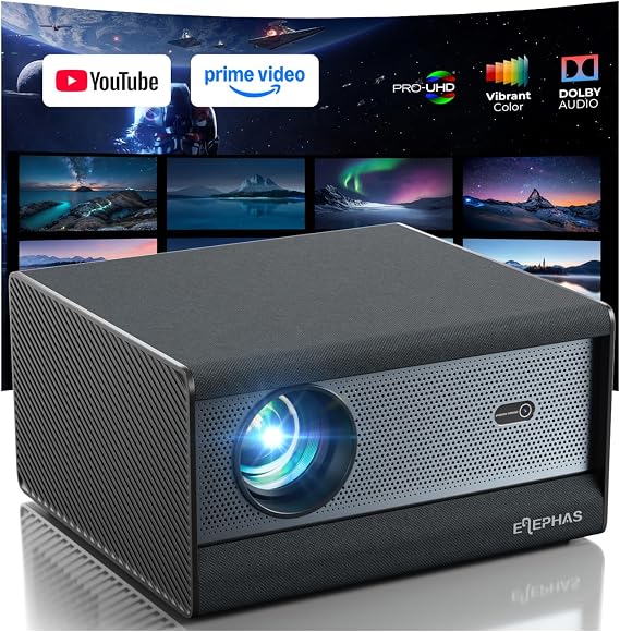 ELEPHAS Smart 4K Supported Projector with WiFi & Bluetooth for Home Theater
