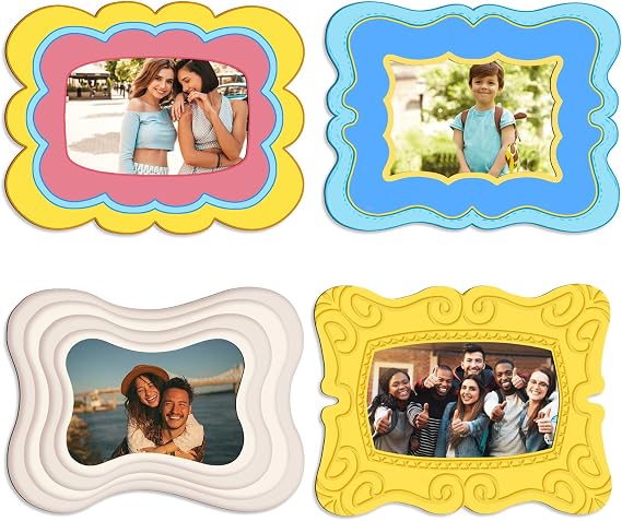 4 Pcs Magnetic Picture Frames for Refrigerator Magnetic Photo Frames 4x6 Inch Decorative Photo Holders Reusable Magnet Frames for Fridge School Locker Office