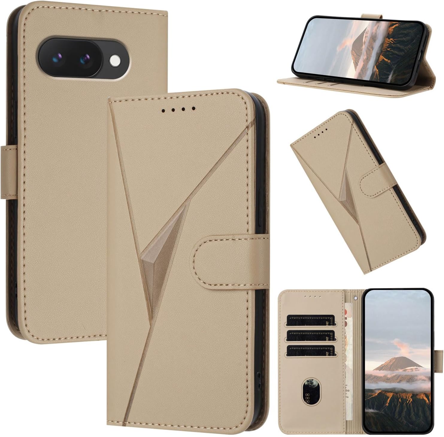 Compatible with Google Pixel 10A Case, Notebook Type, 3D Triangular Pattern, Pixel 10a Cover, Google Pixel 10a Case, Stand Function, Card Storage, Pixel 9a Mobile Cover, Pixel 10a Mobile Case