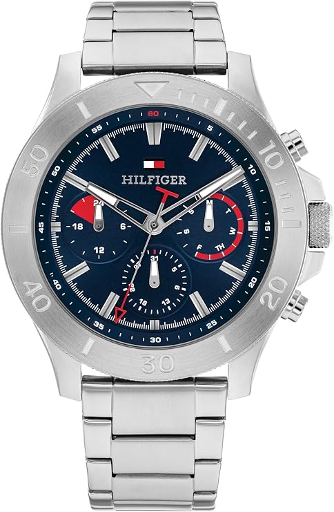 Tommy Hilfiger Analogue Multifunction Quartz Watch for Men with Silver Stainless Steel Bracelet - 1792113