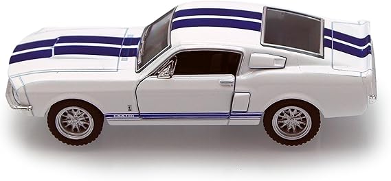 KiNSMART - 1967 Ford Shelby Mustang GT500 1:38 Scale 5 Die Cast Metal Model Toy Muscle Car White